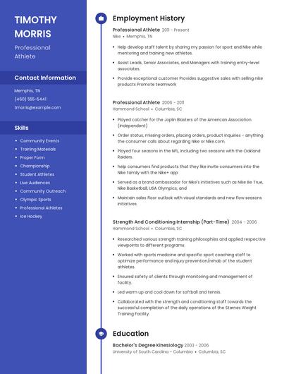 Professional Athlete Resume