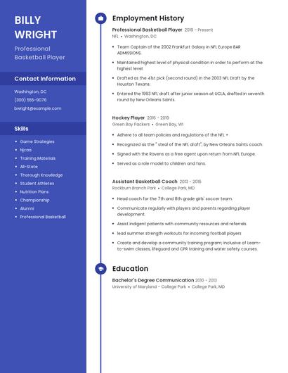 Professional Basketball Player Resume