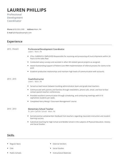 Professional Development Coordinator Resume