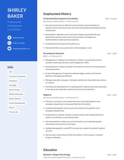 Professional Development Coordinator Resume