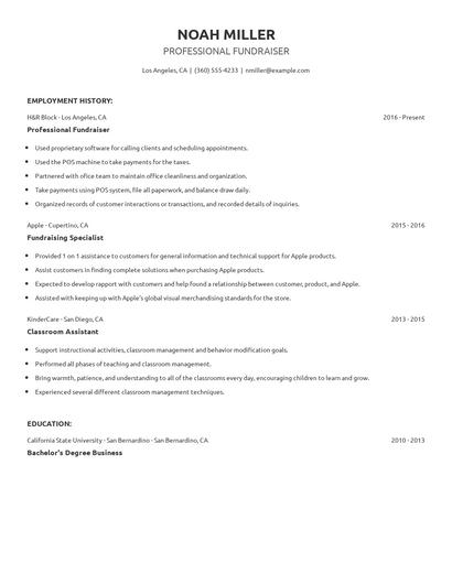 Professional Fundraiser Resume