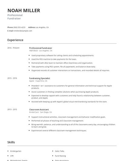 Professional Fundraiser Resume