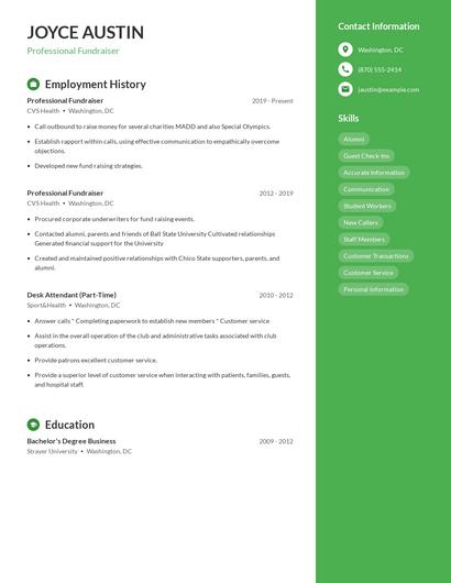 Professional Fundraiser Resume