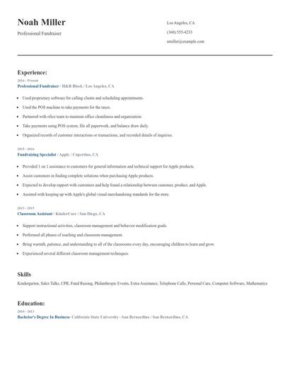 Professional Fundraiser Resume