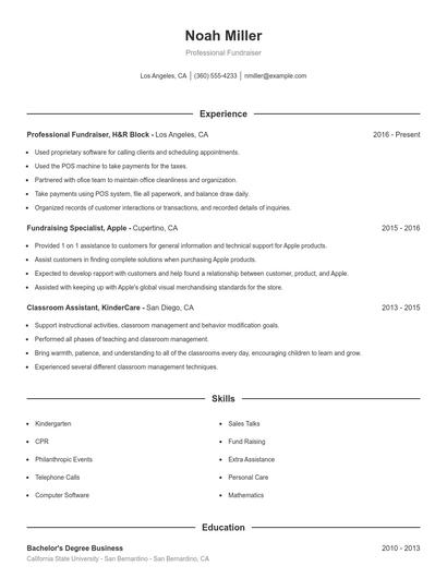 Professional Fundraiser Resume