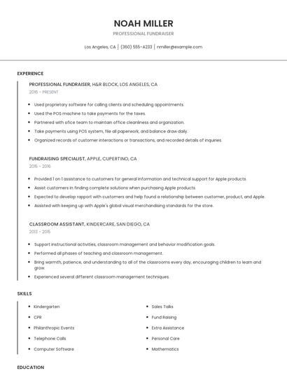 Professional Fundraiser Resume