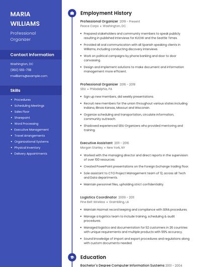 Professional Organizer Resume