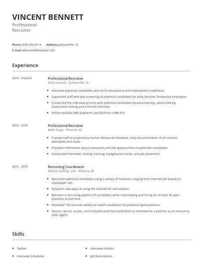 Professional Recruiter Resume