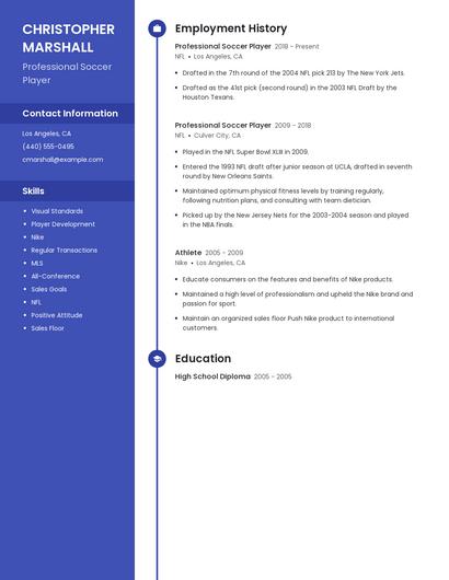 Professional Soccer Player Resume