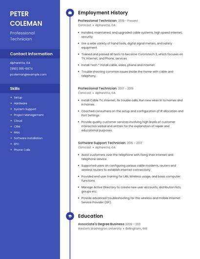 Professional Technician Resume