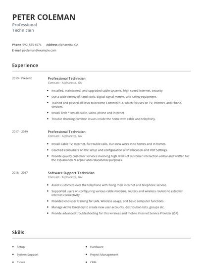 Professional Technician Resume