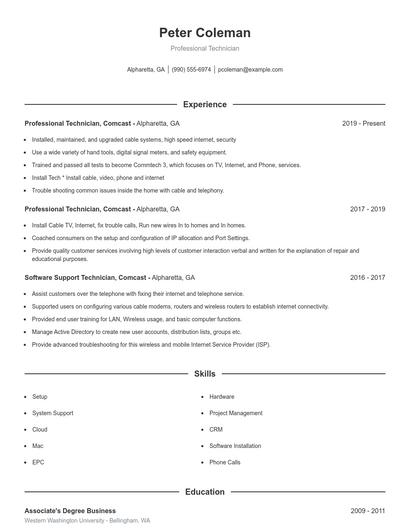 Professional Technician Resume