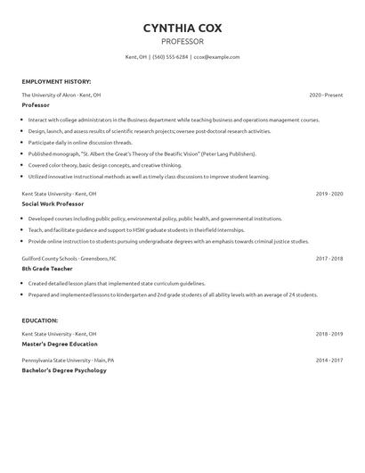 Professor Resume