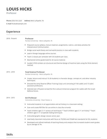 Professor Resume