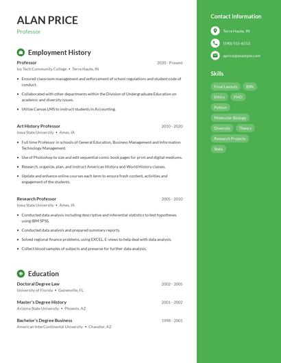 Professor Resume