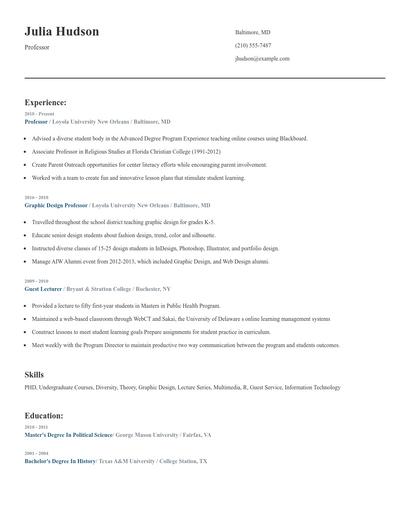Professor Resume