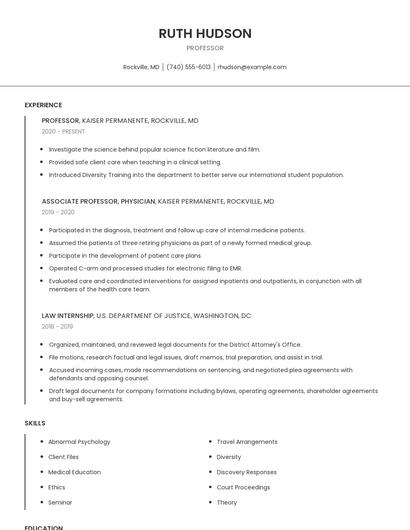 Professor Resume