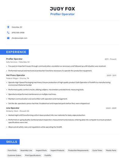 Profiler Operator Resume