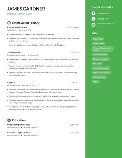 Resume example 5