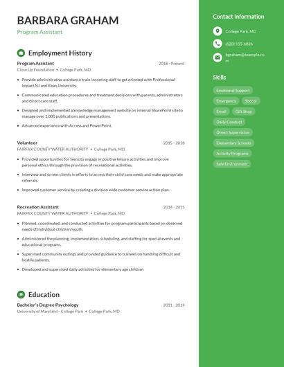 Resume example 5