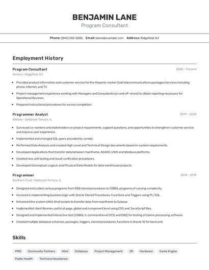 Resume example 2