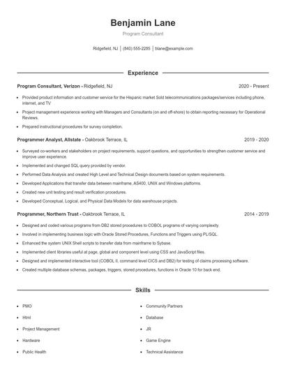 Resume example 1