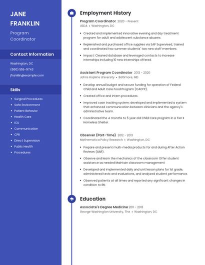 Program Coordinator Resume