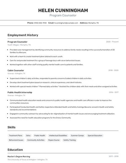 Resume example 2