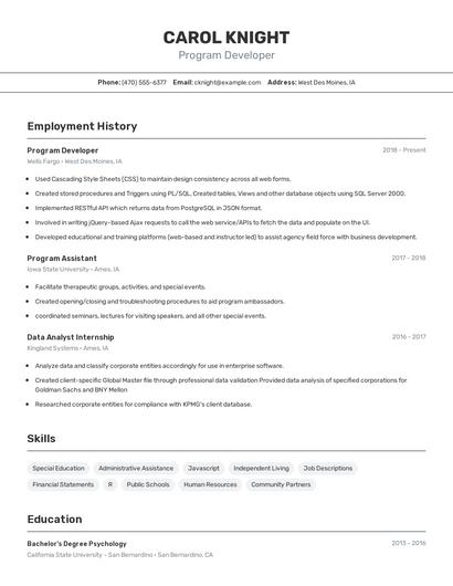 Resume example 2