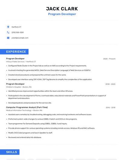 Program Developer Resume