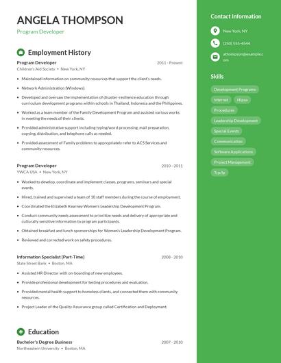 Program Developer Resume
