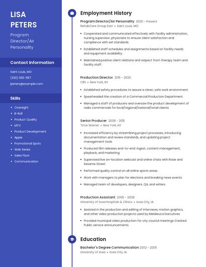 Program Director/Air Personality Resume