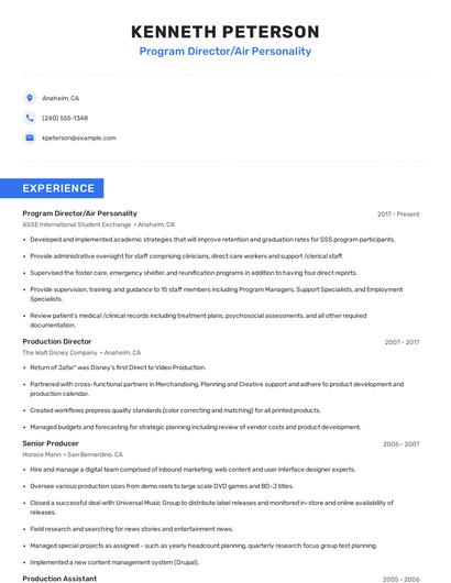 Program Director/Air Personality Resume