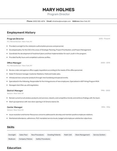 Resume example 2