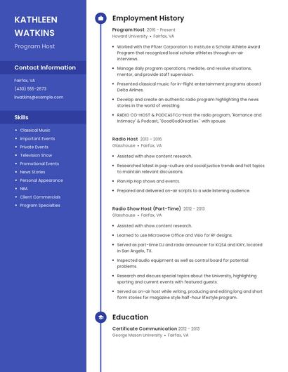 Program Host Resume