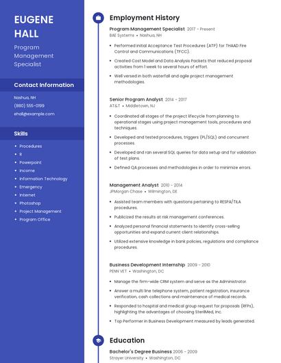 Program Management Specialist Resume