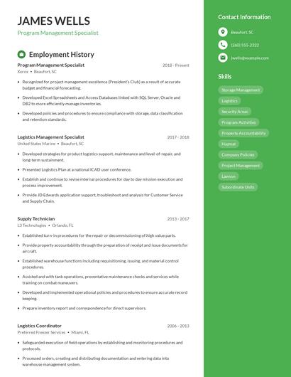 Program Management Specialist Resume