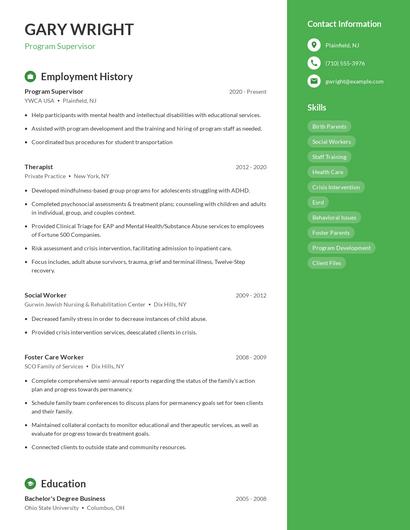 Resume example 5