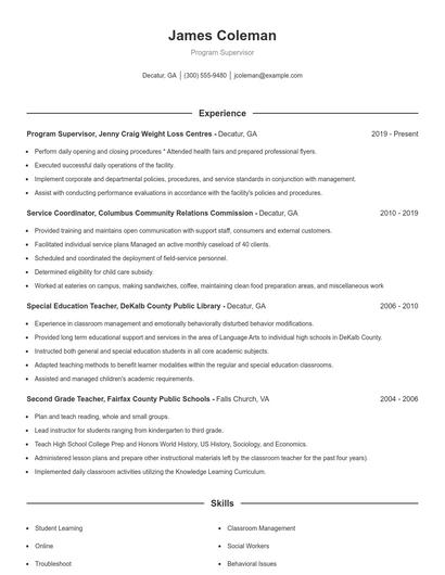Resume example 1