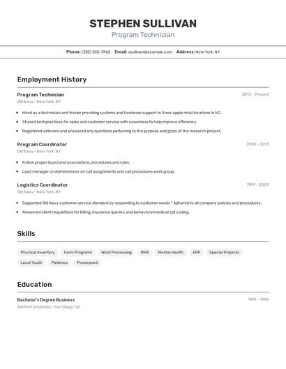 Resume example 2