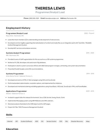 Resume example 2