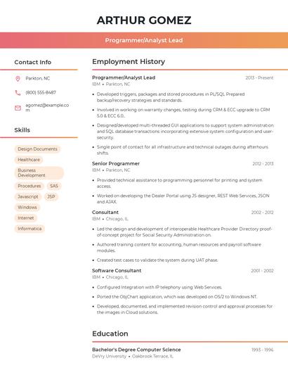 Resume example 3