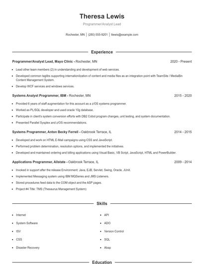 Resume example 1