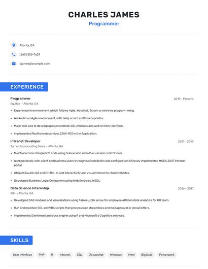 Programmer Resume