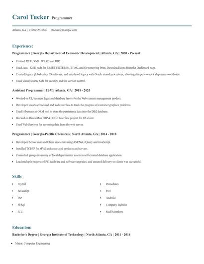 Programmer Resume