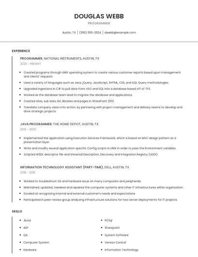 Programmer Resume