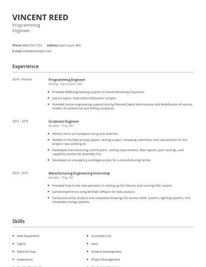 Programming Engineer Resume