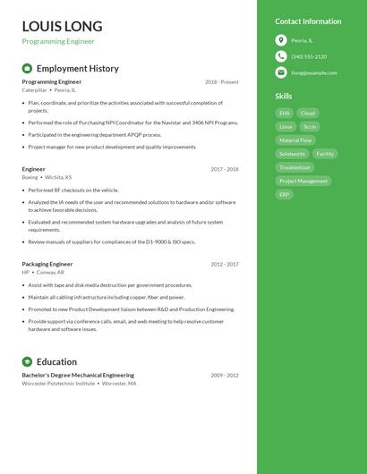 Programming Engineer Resume