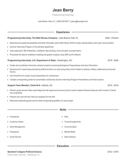 Resume example 1