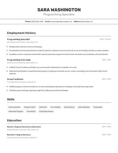 Resume example 2
